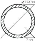 Труба нержавеющая 152х7 мм.  10Х17Н13М2Т бесшовная, круглая, матовая